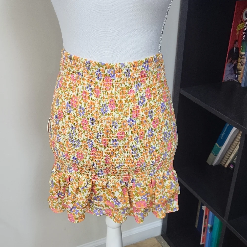 LOST + WANDER Orange Purple Floral CALI DREAMING MINI SKIRT (wear as Strapless)